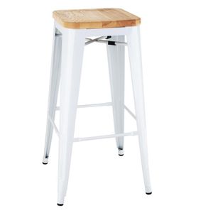 Bolero Bistro High Stools with Wooden Seatpad White (Pack of 4) - DW739  - 1