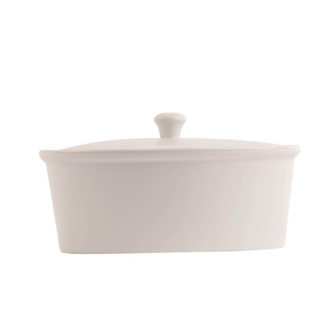 Olympia Whiteware Oval Casserole Dish with Lid 2.2Ltr - CB712  - 2