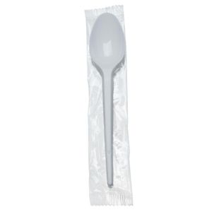eGreen Individually Wrapped White Dessert Spoons (Pack of 500) - FP579  - 2