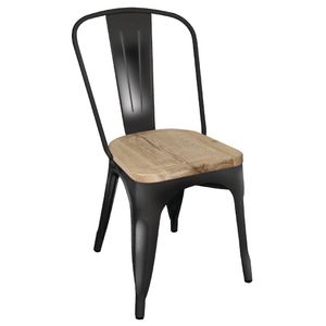 Bolero Bistro Side Chairs with Wooden Seat Pad Black (Pack of 4) - GG707  - 1