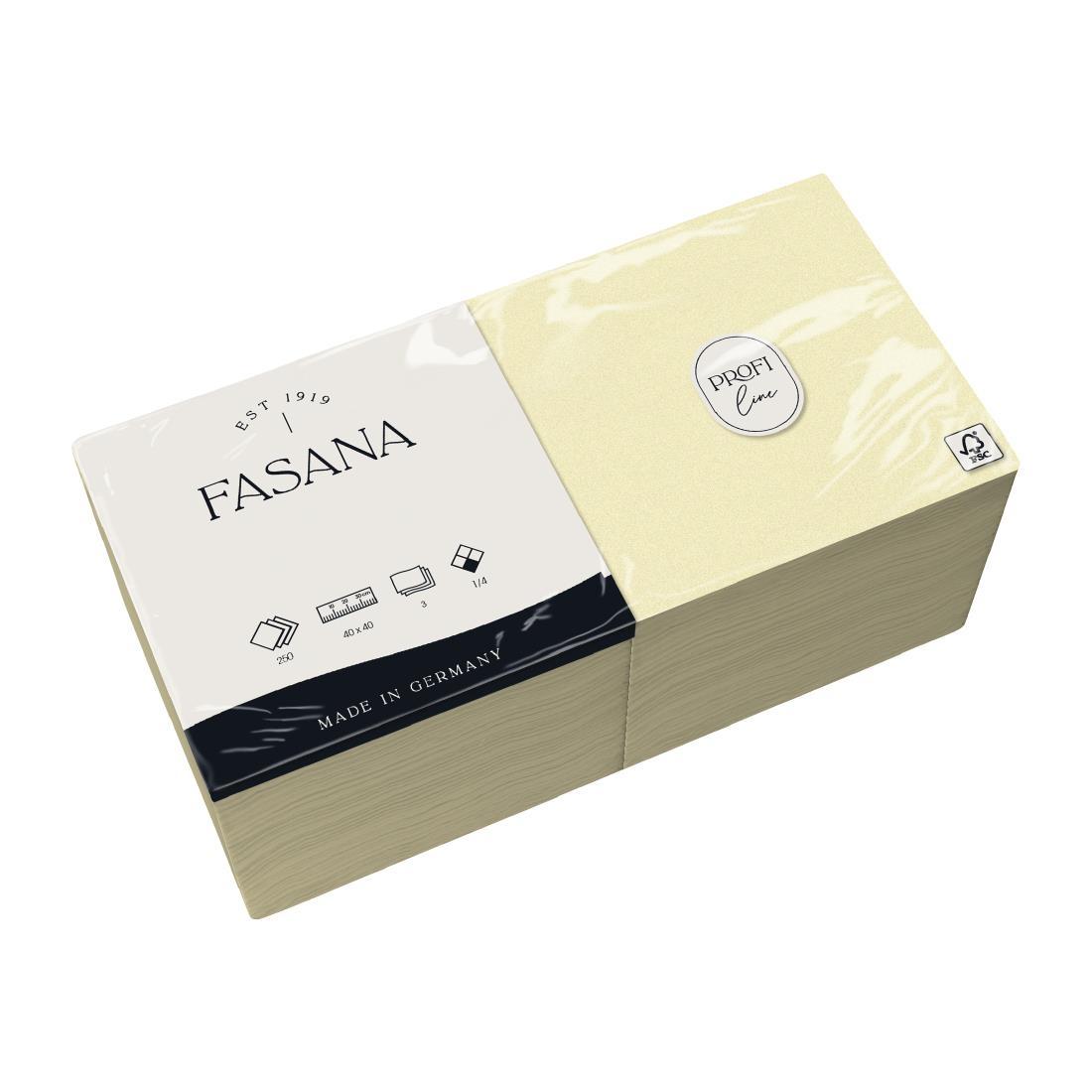 Fasana Dinner Napkin Crème 40x40cm 3ply 1/4 Fold (Pack of 1000) - CC591  - 2