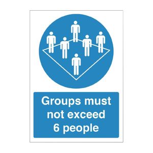 Groups Must Not Exceed 6 People Vinyl Sign A4 - FR185  - 1