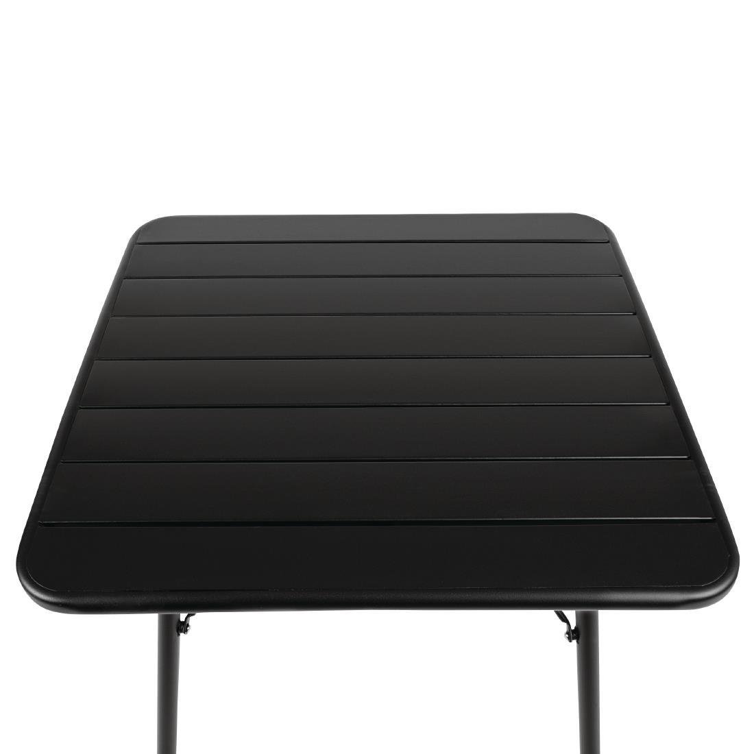 Bolero Square Slatted Steel Table Black 700mm - CS731  - 3