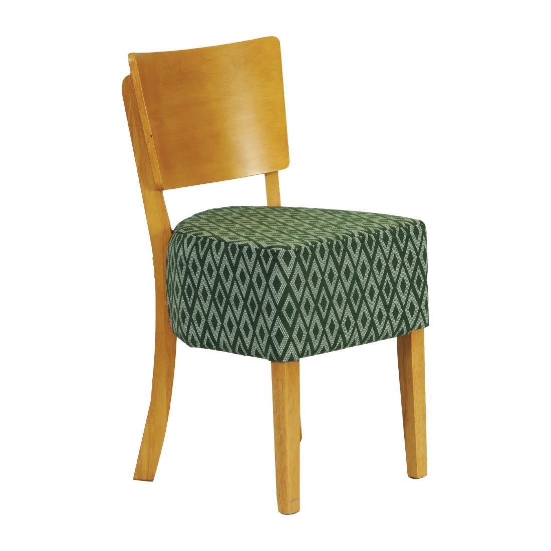 Asti Padded Soft Oak Dining Chair with Green Diamond Deep Padded Seat and Back (Pack of 2) - FT427  - 1