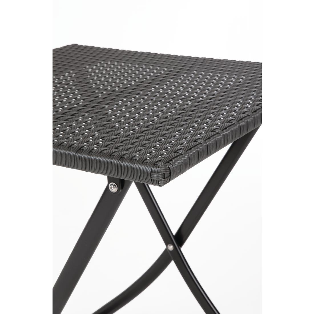 Bolero Square PE Wicker Folding Table Black 600mm - GL302  - 5