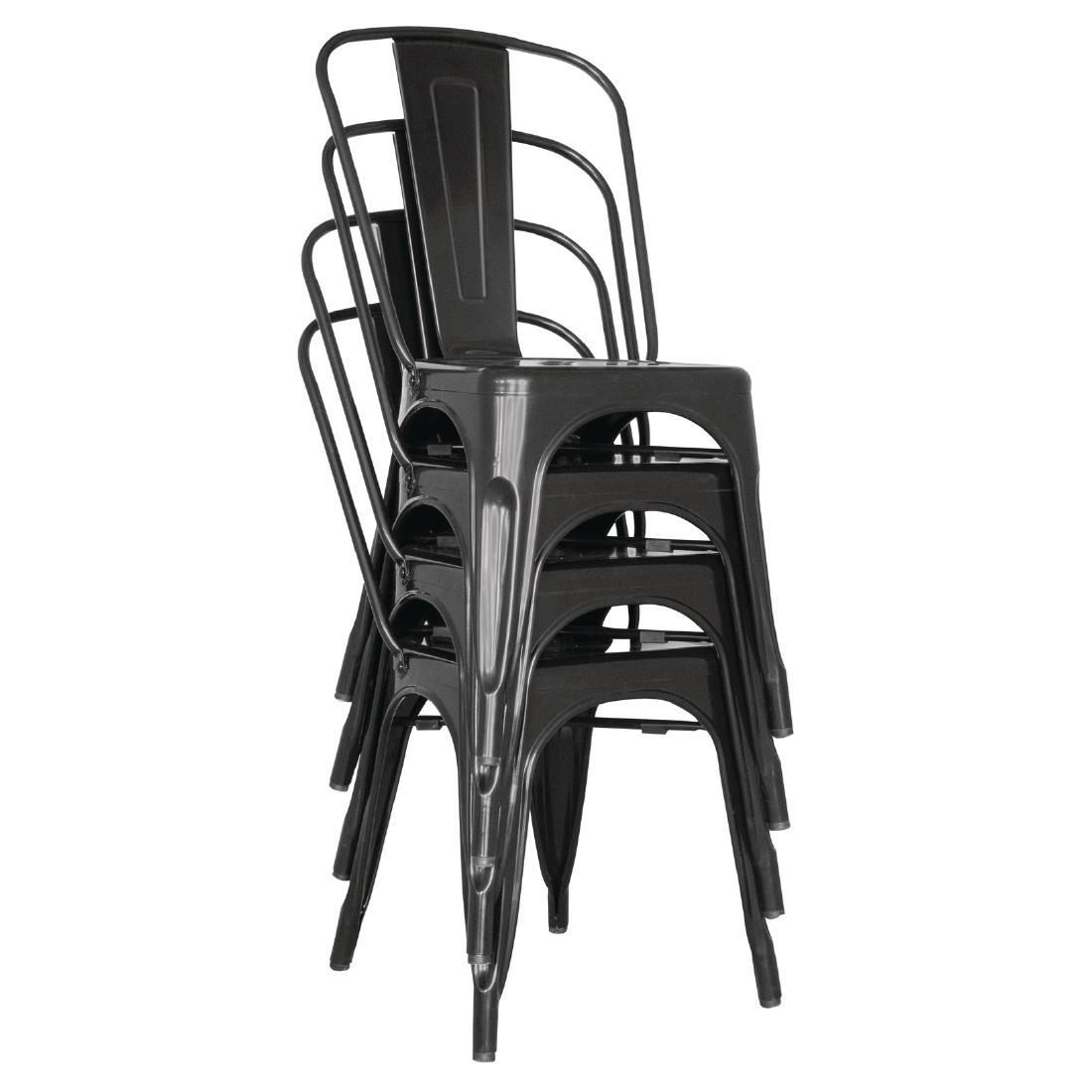 Bolero Bistro Steel Side Chairs Black (Pack of 4) - GL331  - 3