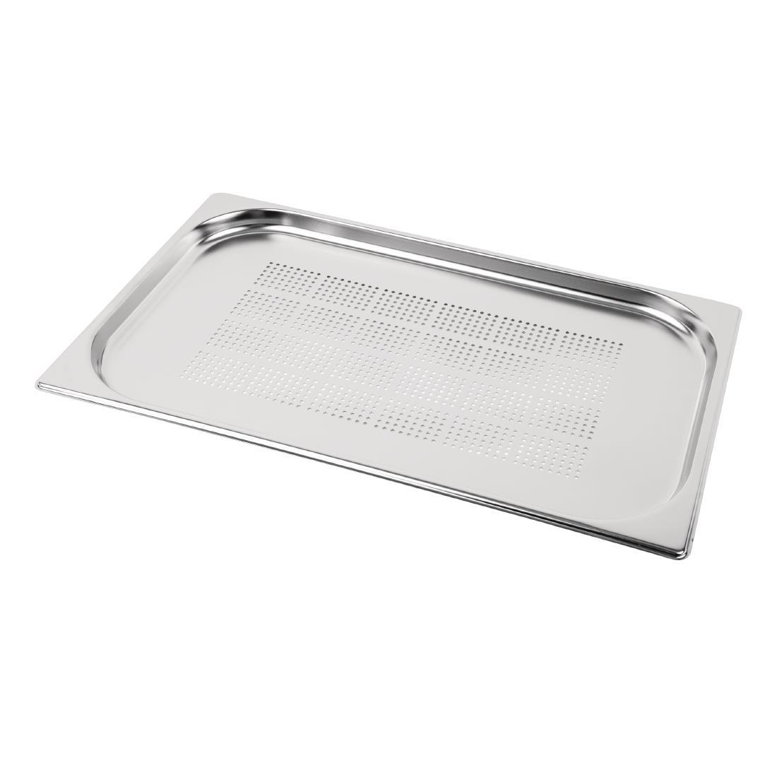 Vogue Stainless Steel Perforated 1/1 Gastronorm Pan 20mm - K827  - 2