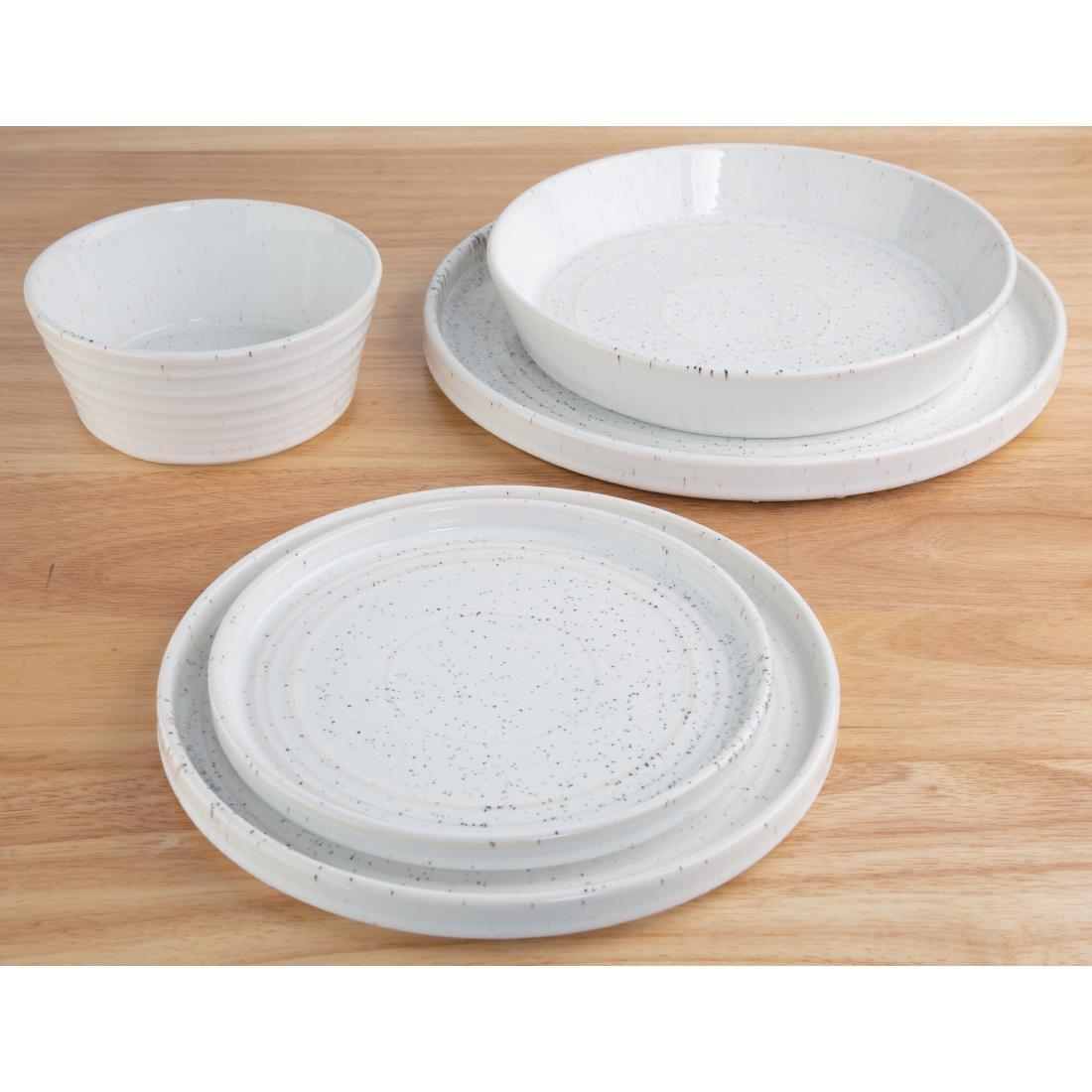 Olympia Cavolo Flat Round Plates White Speckle 220mm (Pack of 6) - FD903  - 7