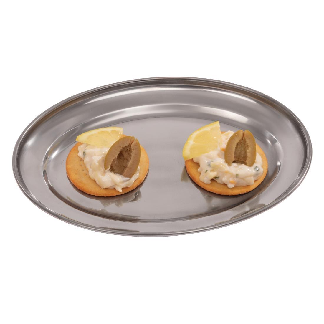Olympia Stainless Steel Oval Serving Tray 200mm - K360  - 3