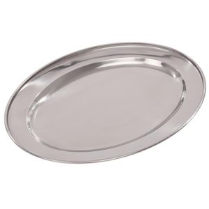 Olympia Stainless Steel Oval Serving Tray 300mm - K363  - 1