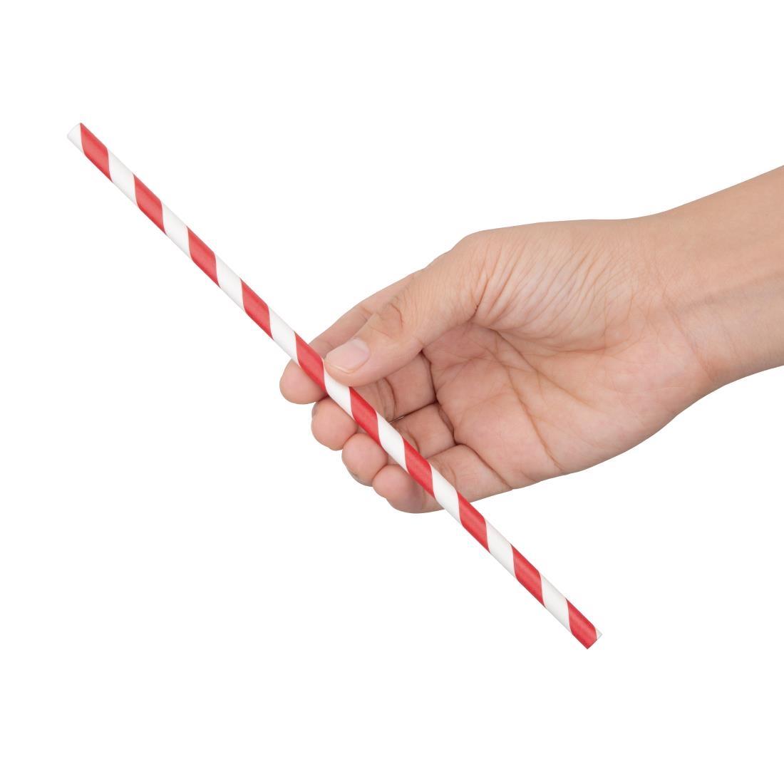Fiesta Compostable Individually Wrapped Paper Straws Red Stripes (Pack of 250) - FP442  - 2