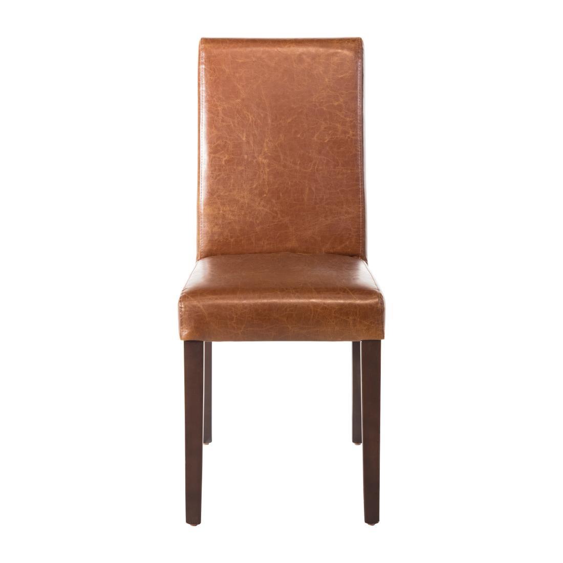 Bolero Faux Leather Dining Chair Antique Tan (Pack of 2) - GR368  - 2
