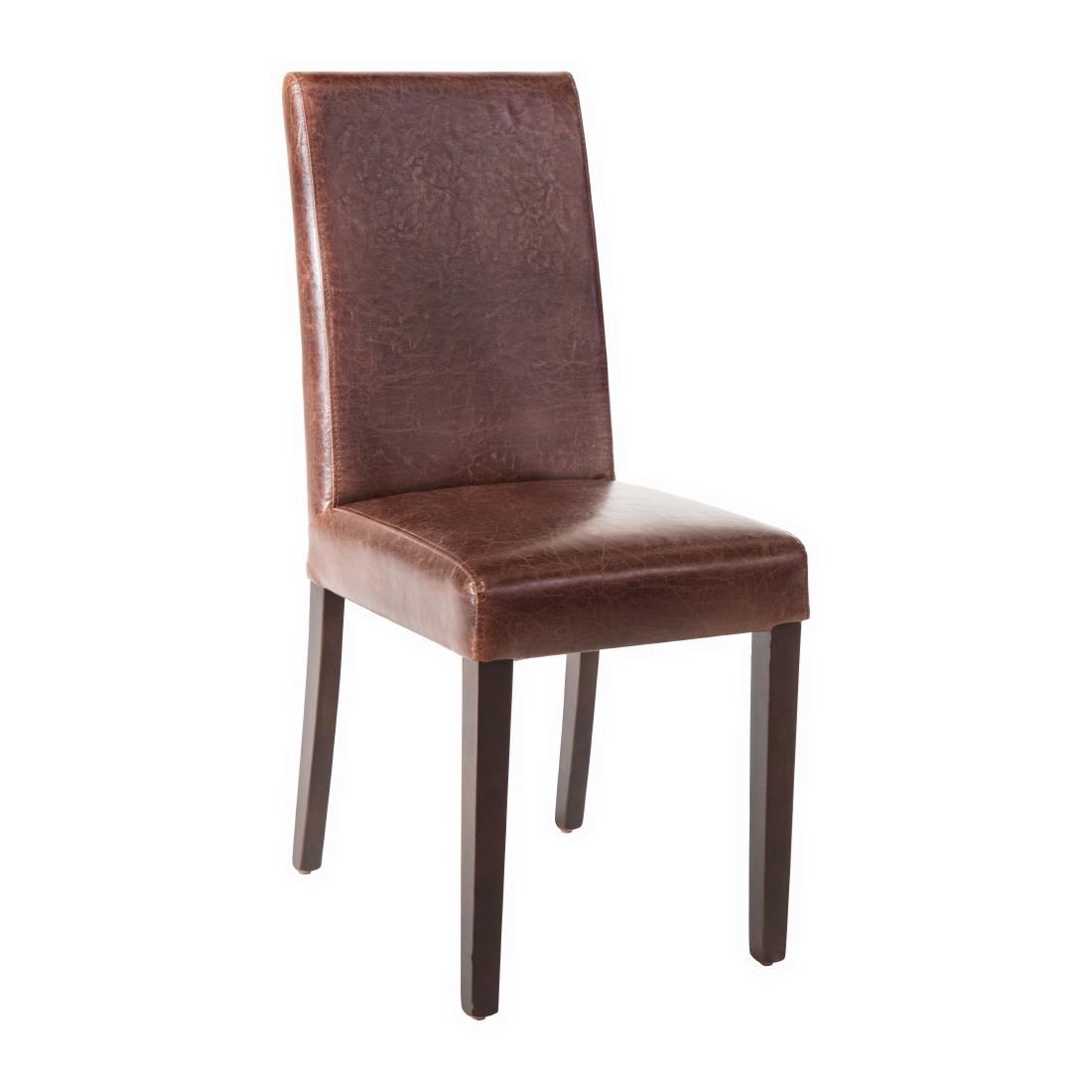 Bolero Faux Leather Dining Chair Antique Brown (Pack of 2) - GR369  - 1
