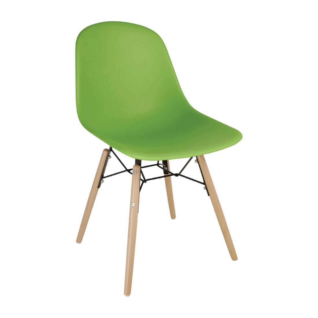 Bolero PP Moulded Side Chair Green with Spindle Legs (Pack of 2) - DM843  - 1