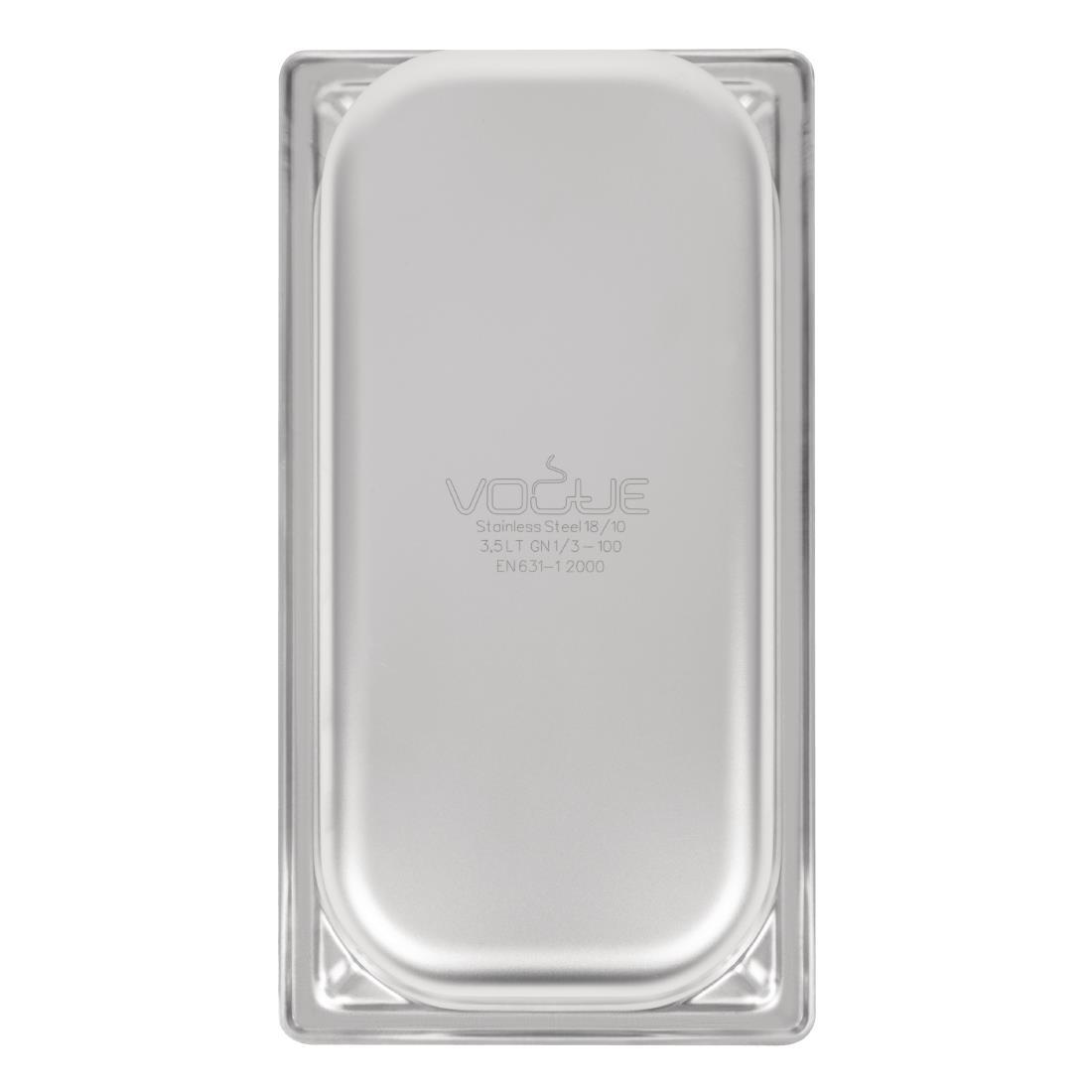 Vogue Heavy Duty Stainless Steel 1/3 Gastronorm Pan 100mm - DW443  - 6