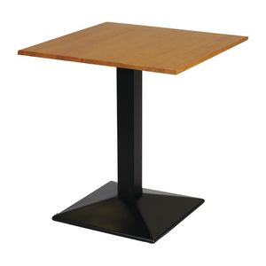 Turin Metal Base Pedestal Square Table with Soft Oak Top 700x700mm - FT502  - 1