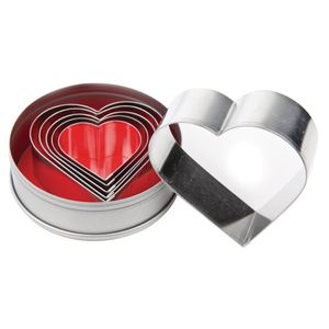 Vogue Heart Pastry Cutter Set (Pack of 6) - E025  - 1