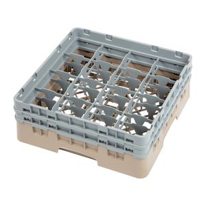 Cambro Camrack Beige 16 Compartments Max Glass Height 133mm - DW551  - 1