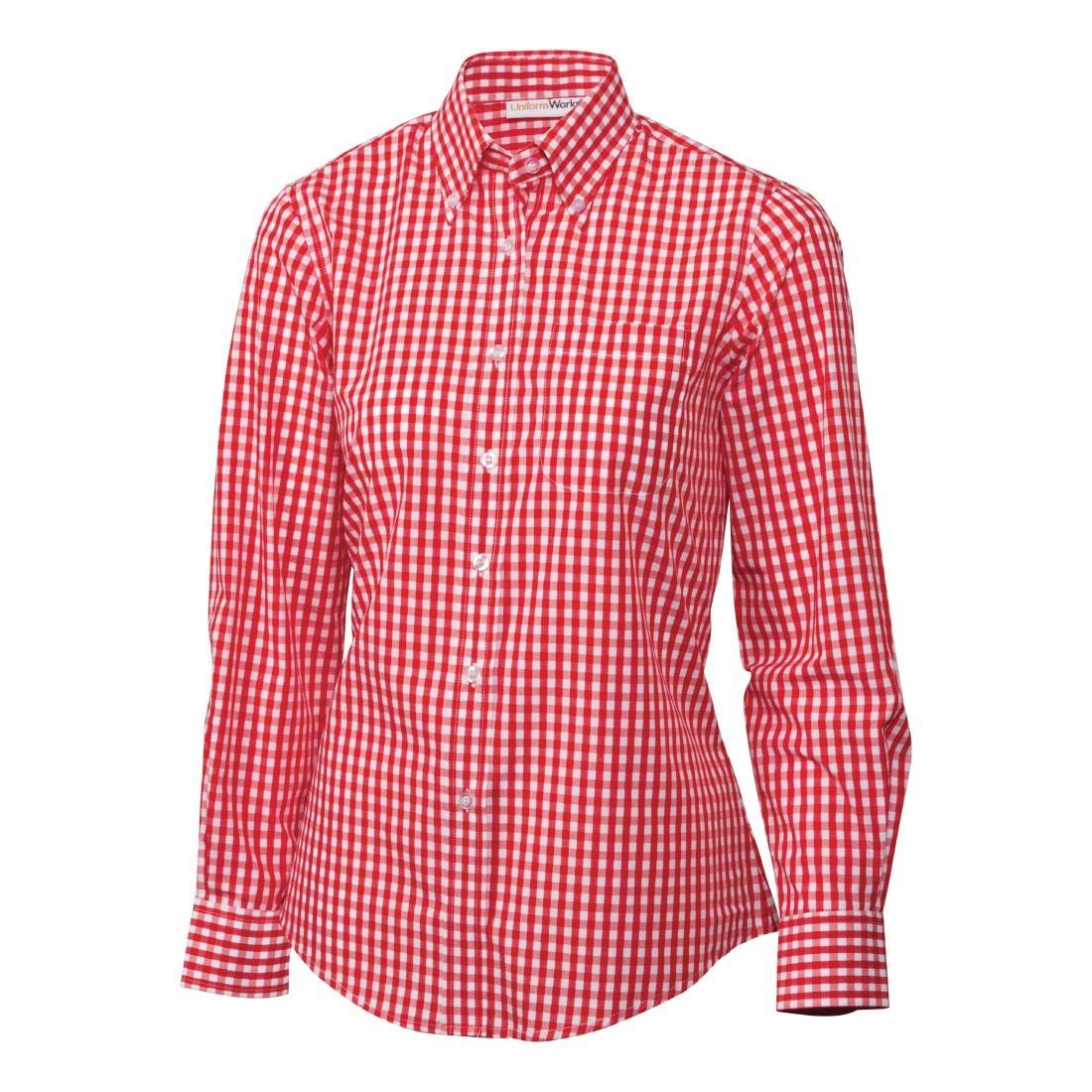 Chef Works Womens Gingham Shirt Red S - B216-S  - 2