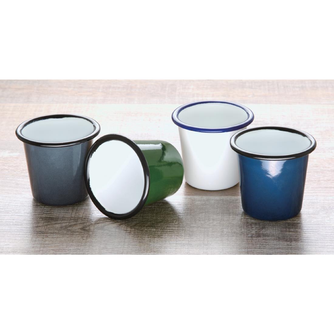 Olympia Enamel Sauce Cup Green And Black (Pack of 6) - DC386  - 2