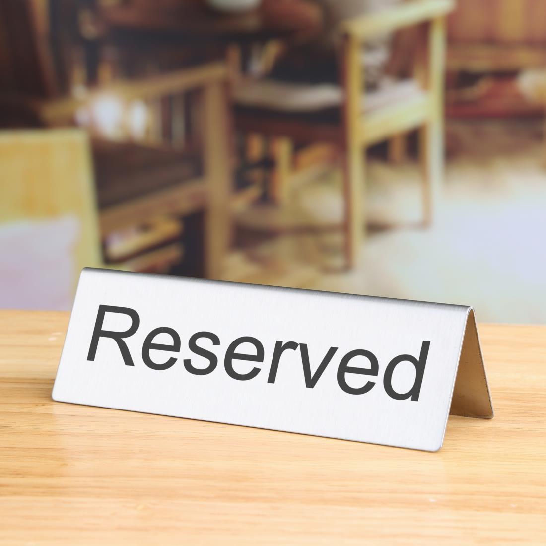 Brushed Steel Reserved Table Sign (Pack of 10) - U051  - 5