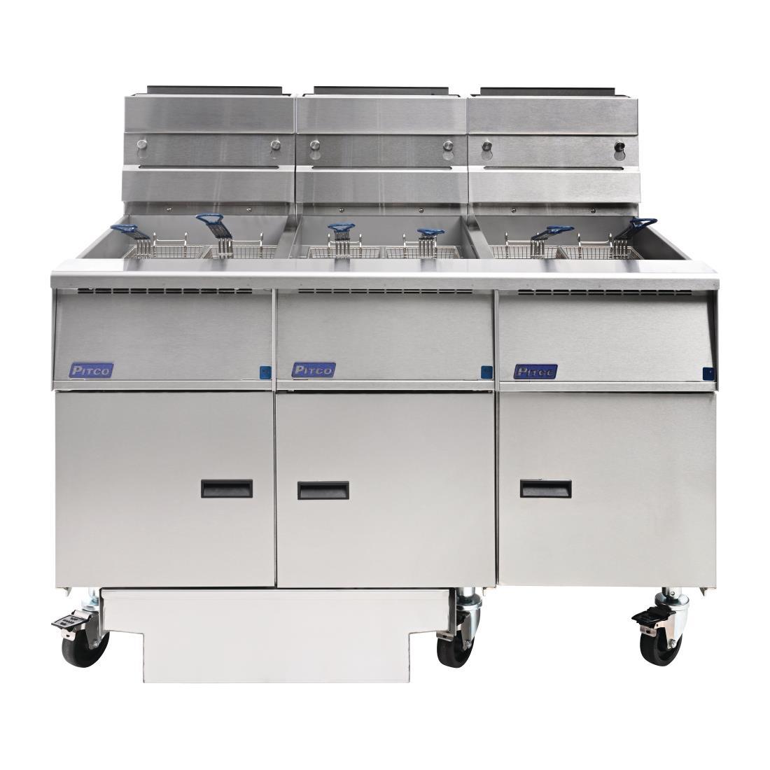 Pitco Triple Tank Natural Gas Solstice Fryer with Filter Drawer G14S/FD-FFF - FS129-N  - 3