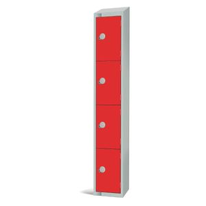 Elite Four Door Coin Return Locker with Sloping Top Red - W952-CNS  - 1