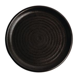 Olympia Canvas Small Rim Round Plate Delhi Black 180mm (Pack of 6) - FA316  - 1