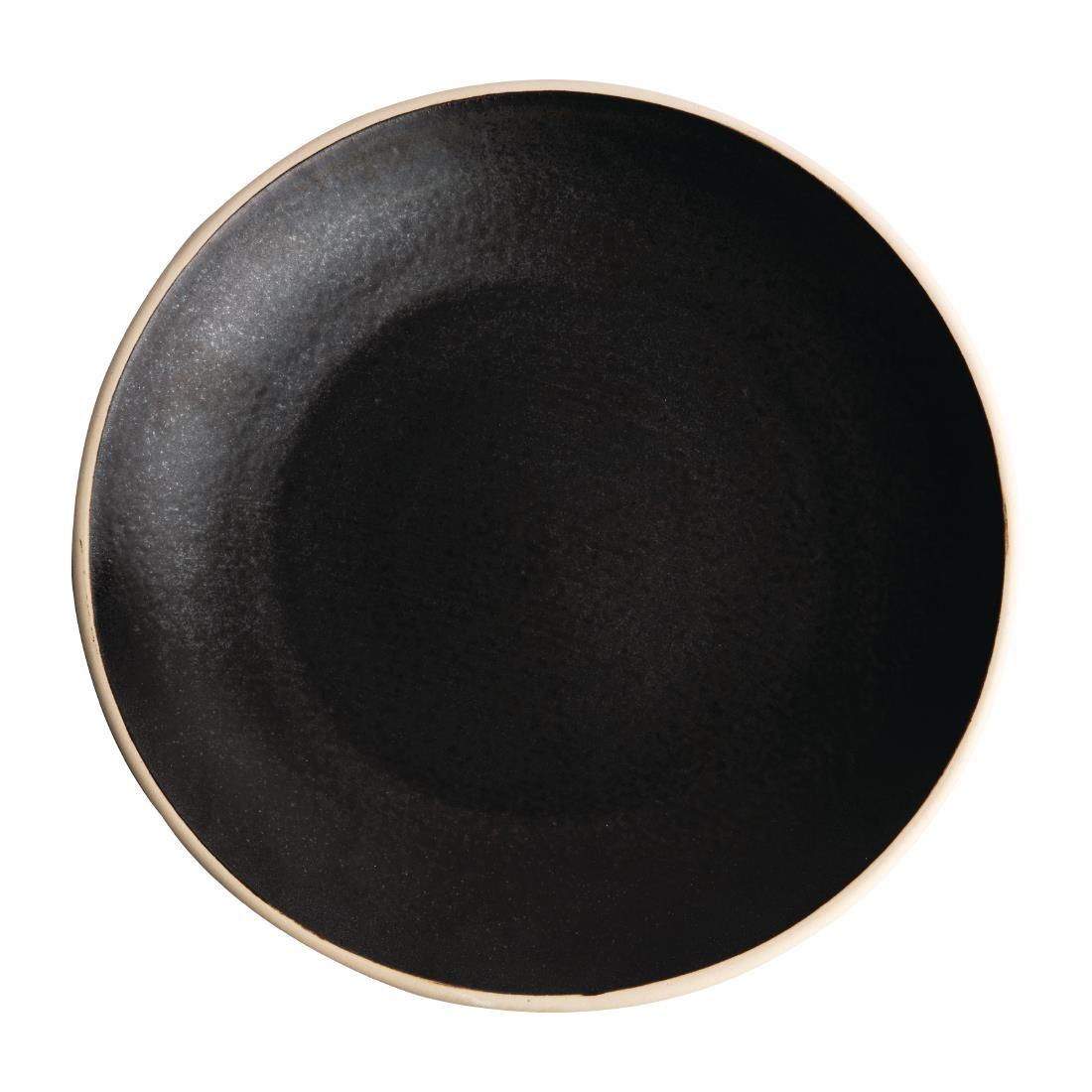 Olympia Canvas Concave Plate Delhi Black 270mm (Pack of 6) - FA318  - 1
