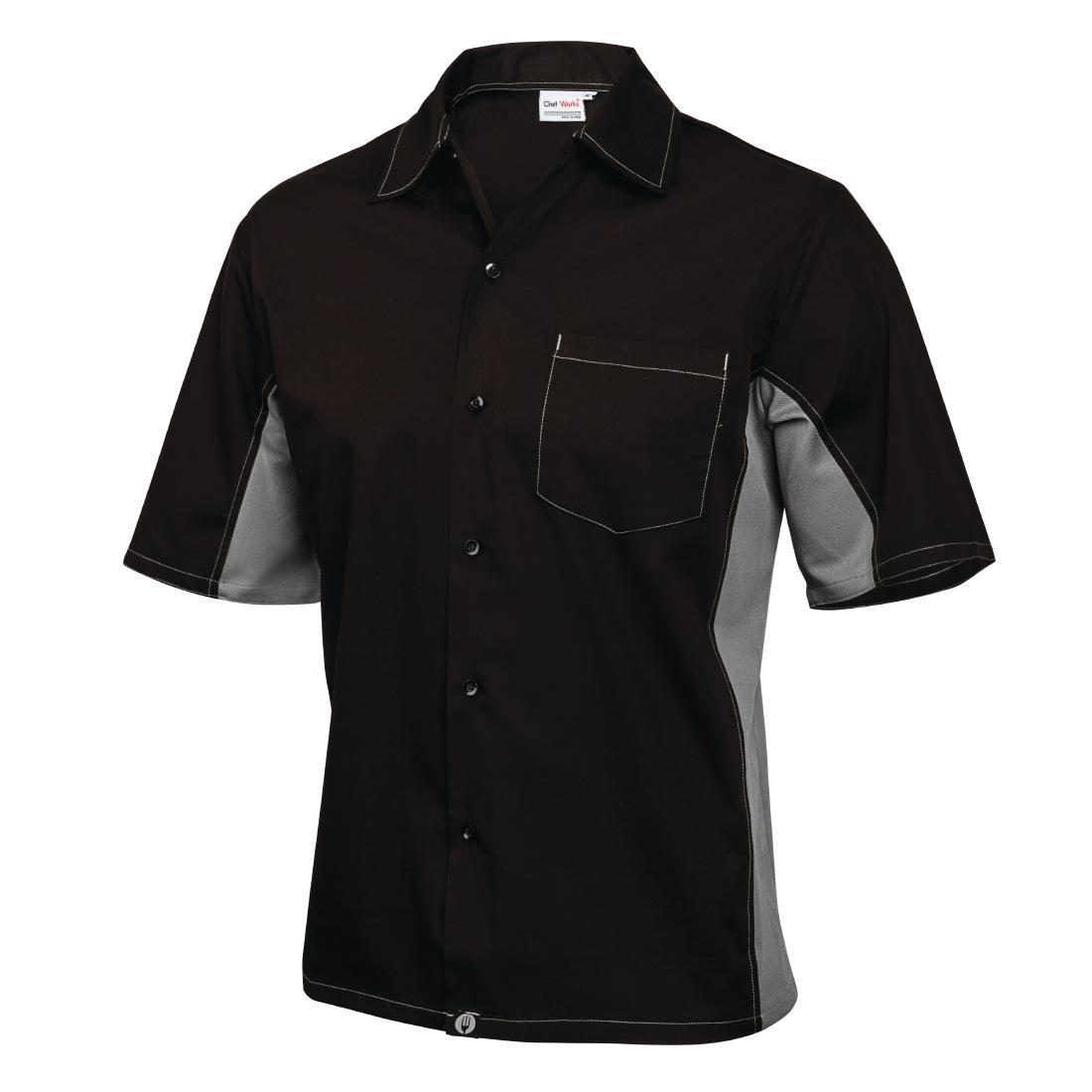 Chef Works Unisex Contrast Shirt Black and Grey L - A948-L  - 2
