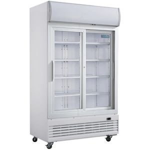 Polar G-Series Upright Display Cooler with Light Box 950Ltr with Sliding Doors - GE581  - 1