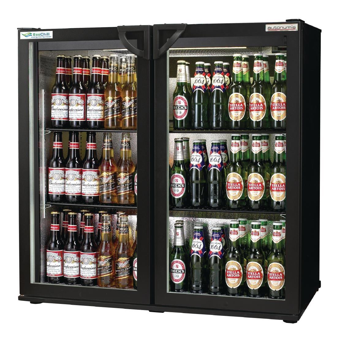 Autonumis EcoChill Double Hinged Door 3Ft Back Bar Cooler Black A215189 - GN374  - 1
