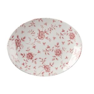 Churchill Vintage Prints Oval Plates Cranberry Rose Print 315mm (Pack of 6) - GF306  - 1
