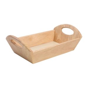 Hevea Wood Bread Basket with Handles - DL147  - 1