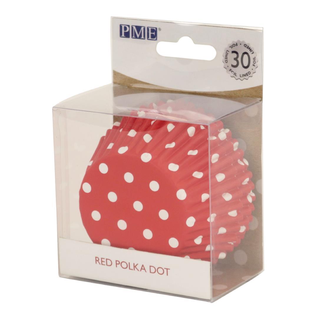 PME Cupcake Foil Lined Baking Cases Polka Dot (Pack of 30) - GE849  - 1