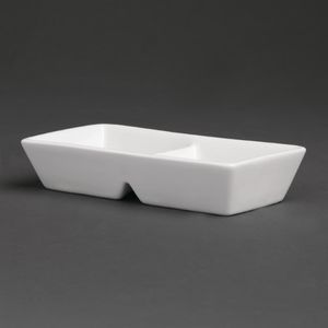 Royal Porcelain Classic White Twin Dipping Pot 125mm (Pack of 12) - GT934  - 1