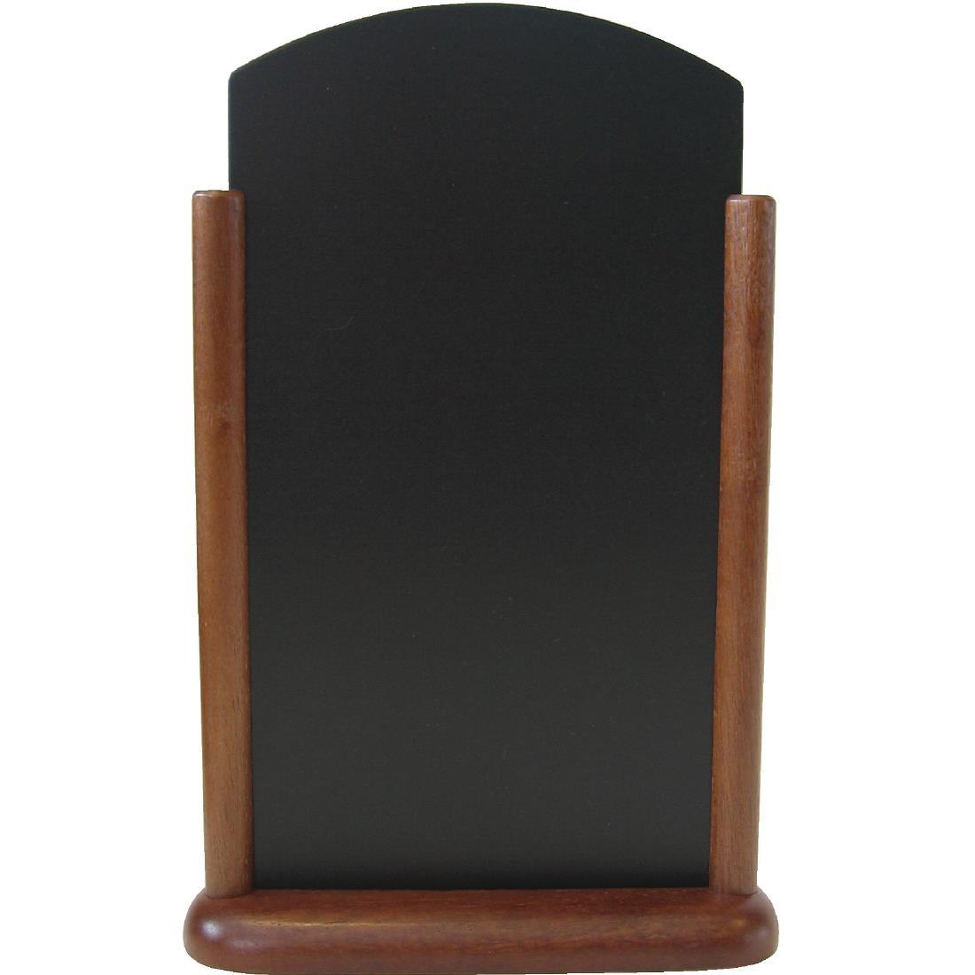 Securit Pillared Table Top Blackboard 410 x 265mm Mahogany - CE417  - 1