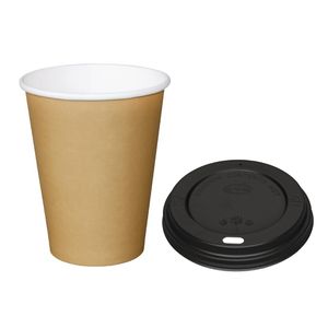 Special Offer Fiesta Brown 340ml Hot Cups and Black Lids (Pack of 1000) - SA432  - 1