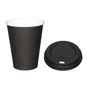 Special Offer Fiesta Black 340ml Hot Cups and Black Lids (Pack of 1000) - SA433  - 1
