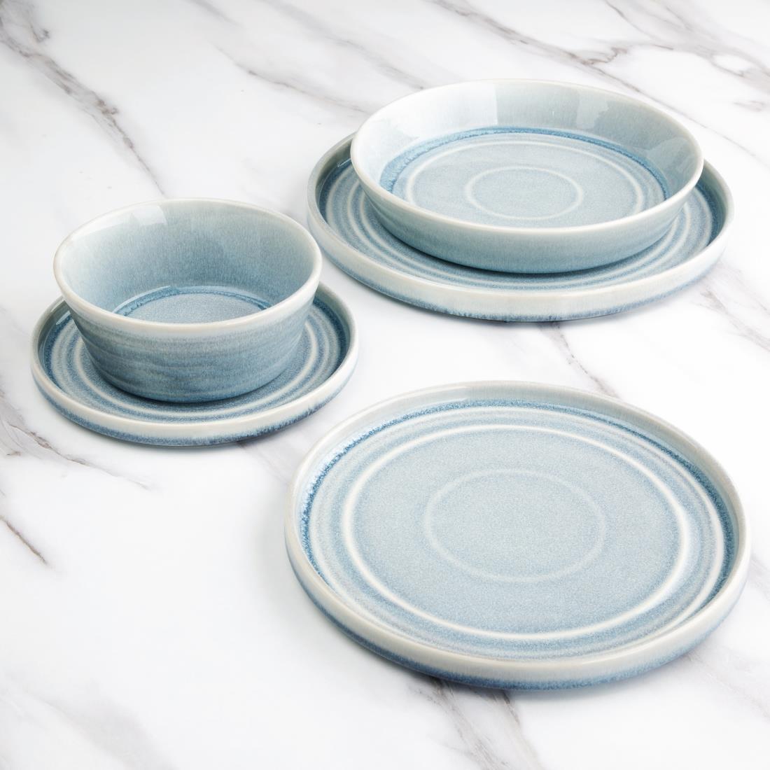 Olympia Cavolo Flat Round Plates Ice Blue 270mm (Pack of 4) - FB569  - 5