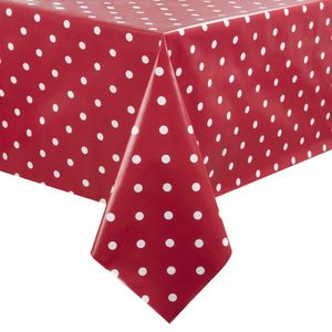 PVC Polka Dot Tablecloth Red 54 x 90in - GG807  - 1