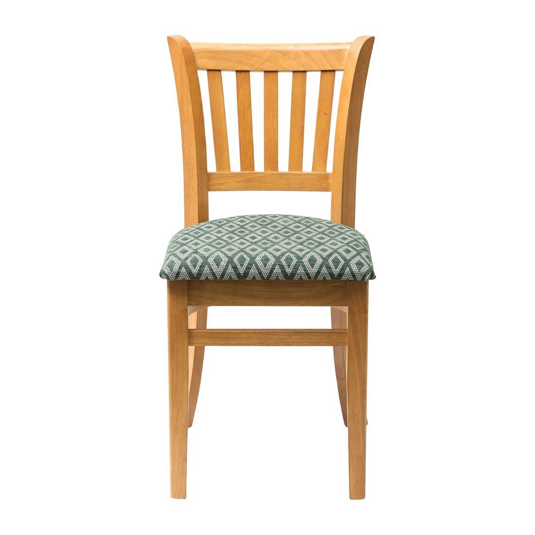 Manhattan Soft Oak Dining Chair with Green Diamond Padded Seat (Pack of 2)