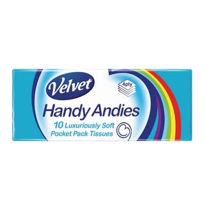 Velvet Handy Andies 4-Ply Pocket Tissues (16 packs of 10)