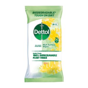 Dettol Tru Clean Antibacterial Biodegradable Multi-Surface Wipes (Pack of 80)