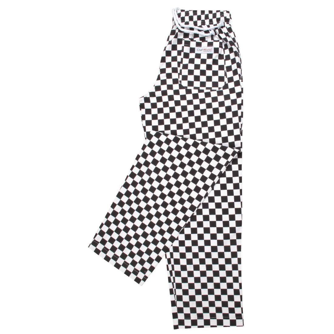 Chef Works Essential Baggy Pants Big Black Check XS