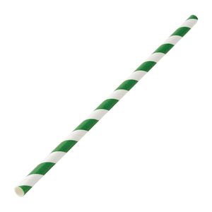 Utopia Biodegradable Paper Straws Green Stripes (Pack of 250)