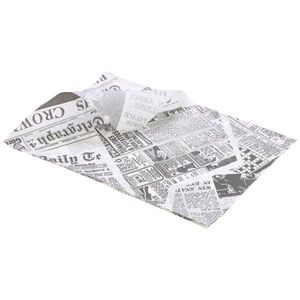 Greaseproof Paper White Newspaper Print 25 x 35cm - PN1487P - 1