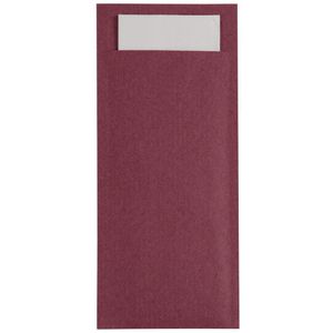 Europochette Burgundy Cutlery Pouch with White Napkin (Pack of 500) - CK234