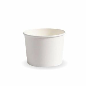 BioPak 8oz White BioBowls/Soup Containers With PLA Coating (Case of 500) - BB-BL-8-W-UK - 1