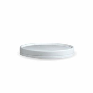 BioPak 90mm White PLA Lined Paper Lids To Fit 8/12oz BioCups (Case of 500) - BB-BLL-90-PAPER-W-UK - 1